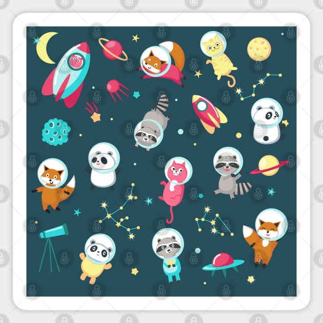 Woodland Animals in Space Sticker by funhousejen